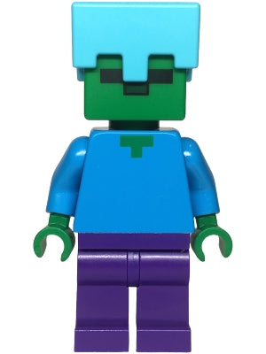 Preowned LEGO® Minifigure – Minecraft min174 Zombie - Dark Purple Legs, Medium Azure Helmet