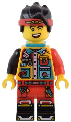 Preowned LEGO® Minifigure – Monkie Kid mk133 Monkie Kid - Bright Light Orange 5th Anniversary Shirt, Dark Turquoise Neck Brac