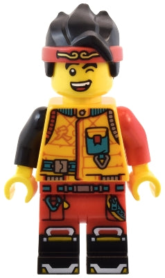 Preowned LEGO® Minifigure – Monkie Kid mk152 Monkie Kid - Bright Light Orange Diving Suit, Wink