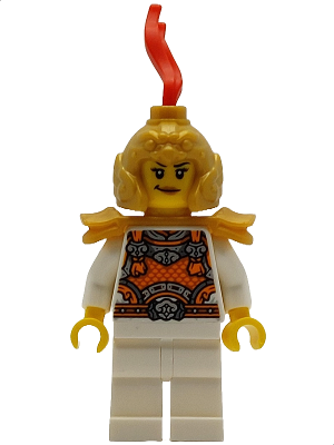 Preowned LEGO® Minifigure – Monkie Kid mk181 (Celestial General - Pearl Gold Helmet and Shoulder Pads)