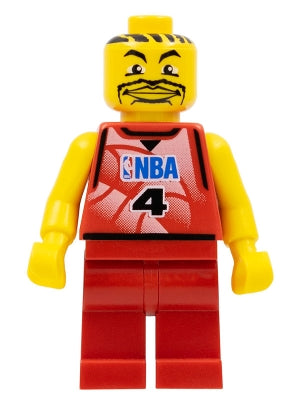 Preowned LEGO® Minifigure – Sports nba044a NBA Player Number 4 w/Red Non-Spring Legs