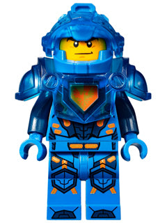 Preowned LEGO® Minifigure – NEXO KNIGHTS nex023 Clay Moorington Blue Helmet Trans-Dark Blue