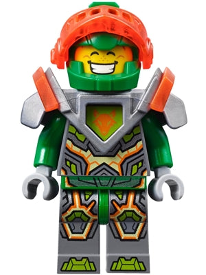 Preowned LEGO® Minifigure – NEXO KNIGHTS nex068 Aaron Fox Trans-Neon Orange Visor Flat Silv