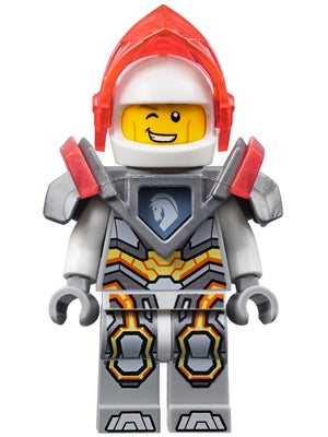Preowned LEGO® Minifigure – NEXO KNIGHTS nex076 Lance Richmond Trans-Neon Orange Visor Flat