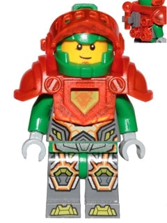 Preowned LEGO® Minifigure – NEXO KNIGHTS nex115 Aaron Fox Trans-Neon Orange Visor and Armor