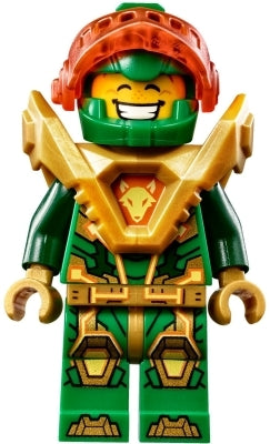 Preowned LEGO® Minifigure – NEXO KNIGHTS nex136 Aaron Fox Trans-Neon Orange Visor Pearl Gol