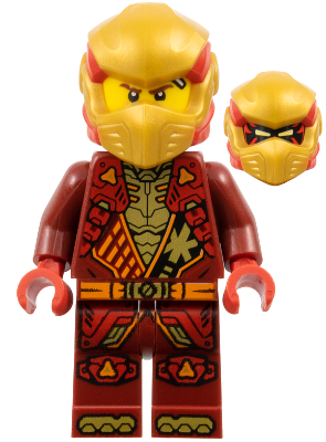 Preowned LEGO® Minifigure – NINJAGO njo0925 (Kai - Dragons Rising, Tunic with Shoulder Armor, Red and Pearl Gold Head Wrap)