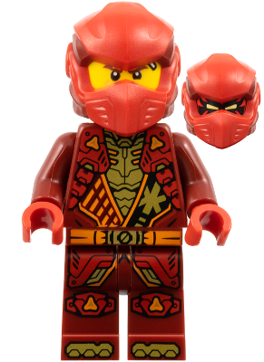 Preowned LEGO® Minifigure – NINJAGO njo0930 (Kai - Dragons Rising, Tunic with Shoulder Armor, Dark Red and Red Head Wrap)