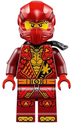Preowned LEGO® Minifigure – NINJAGO njo0961 (Kai - Dragons Rising, Tunic with Shoulder Armor, Dark Red and Red Head Wrap, Sca