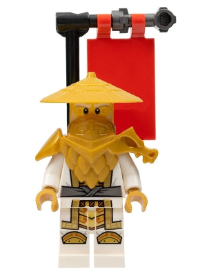 Preowned LEGO® Minifigure – NINJAGO njo0784 Wu Sensei Crystallized w/Flag