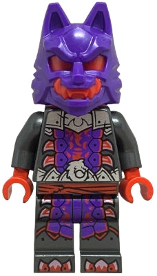 Preowned LEGO® Minifigure – NINJAGO njo0895 Wolf Mask Warrior - Dark Purple and Red Mask