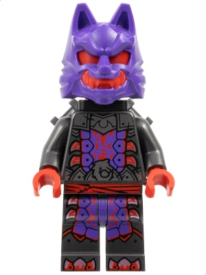 Preowned LEGO® Minifigure – NINJAGO njo0903 Wolf Mask Warrior - Dark Purple and Red Mask, Neck Bracket