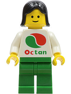 LEGO® Minifigure Town oct002 Octan White Logo Green Legs Black Female Hair