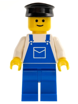 LEGO® Minifigure Town ovr015 Overalls Blue w/Pocket Blue Legs Black Hat