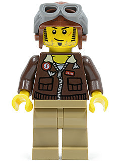 Preowned LEGO® Minifigure – Pharaohs Quest pha001 Jake Raines Aviator Jacket Aviator Cap