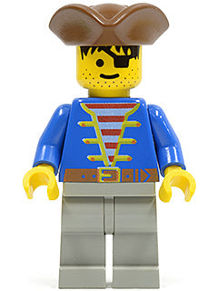 Preowned LEGO® Minifigure – Pirates pi008 Pirate Blue Jacket Light Gray Legs Brown Pirate T