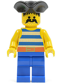 Preowned LEGO® Minifigure – Pirates pi018 Pirate Blue/White Stripes Shirt Blue Legs Black P
