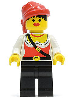 Preowned LEGO® Minifigure – Pirates pi057 Pirate Female Black Legs Red Bandana
