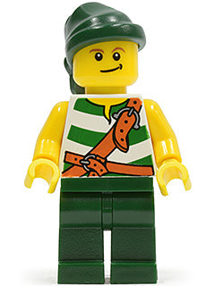 Preowned LEGO® Minifigure – Pirates pi083 Pirate Green/White Stripes Dark Green Legs Dark G