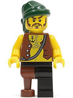 Preowned LEGO® Minifigure – Pirates pi110 Pirate Vest and Anchor Tattoo Black Leg and Peg L