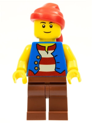 Preowned LEGO® Minifigure – Pirates pi137a Pirate Blue Vest Reddish Brown Legs Red Bandana