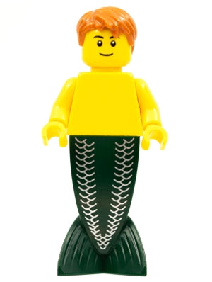 Preowned LEGO® Minifigure – Pirates pi140a Merman Dark Orange Hair Black Eyebrows