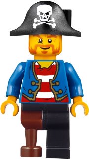 Preowned LEGO® Minifigure – Pirates pi146 Pirate Blue Jacket Black Leg w/Peg Leg Black Pira