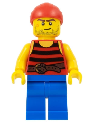 Preowned LEGO® Minifigure – Pirates pi161 Pirate 3 Black and Red Stripes Blue Legs Scar