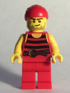 Preowned LEGO® Minifigure – Pirates pi166 Pirate 5 Black and Red Stripes Red Legs Scar