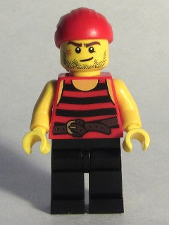 Preowned LEGO® Minifigure – Pirates pi167 Pirate 6 Black and Red Stripes Black Legs Scar