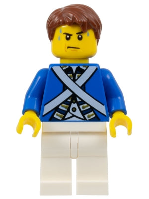 Preowned LEGO® Minifigure – Pirates pi173 Bluecoat Soldier 5 Sweat Drops Reddish Brown Hair