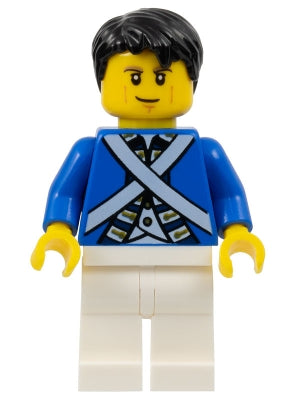 Preowned LEGO® Minifigure – Pirates pi174 Bluecoat Soldier 6 Cheek Lines Black Hair