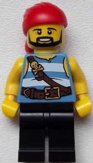Preowned LEGO® Minifigure – Pirates pi178 Pirate Medium Blue and White Stripes Black Legs