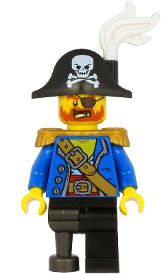 Preowned LEGO® Minifigure – Pirates pi185 Pirate Captain Bicorne Hat w/Skull and White Plum