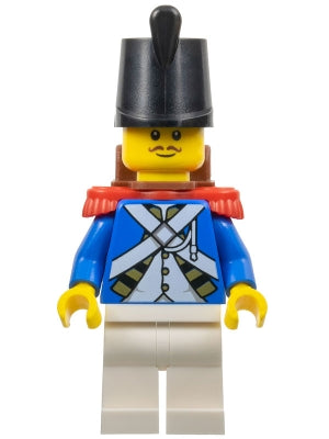 Preowned LEGO® Minifigure – Pirates pi193 Imperial Soldier IV Male Black Shako Hat Red Epau