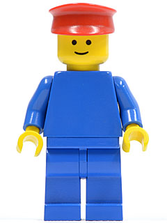 LEGO® Minifigure Town pln028 Plain Blue Torso w/Blue Arms Blue Legs Red Hat