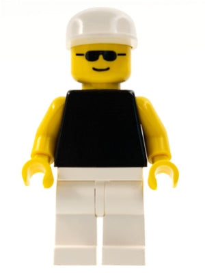 LEGO® Minifigure Town pln041 Plain Black Torso w/Yellow Arms White Legs White Ca