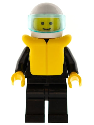 LEGO® Minifigure Town pln047 Plain Black Torso w/Black Arms Black Legs White Hel