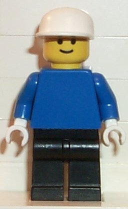 Preowned LEGO® Minifigure – Sports pln093 Plain Blue Torso w/Blue Arms Black Legs White Cap