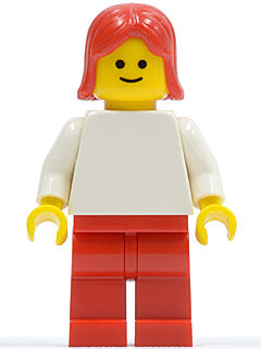 LEGO® Minifigure Town pln115 Plain White Torso w/White Arms Red Legs Red Female