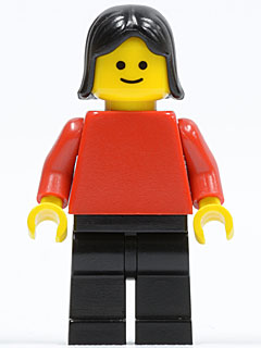 LEGO® Minifigure Town pln145 Plain Red Torso w/Red Arms Black Legs Black Female