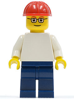 LEGO® Minifigure Town pln155 Plain White Torso w/White Arms Dark Blue Legs Red C