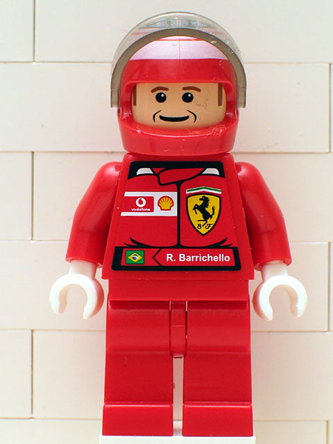 Preowned LEGO® Minifigure – Racers rac023as F1 Ferrari R. Barrichello w/Helmet Printed w/To