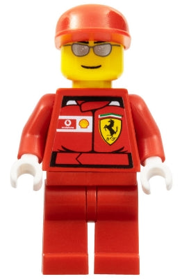Preowned LEGO® Minifigure – Racers rac030as F1 Ferrari Engineer w/Torso Stickers White Hand