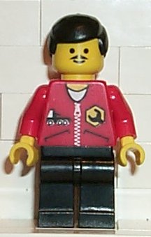 LEGO® Minifigure Town rep001 Repair Red Shirt w/Zipper and Wrench Pattern Black