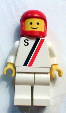 LEGO® Minifigure Town s007 S White w/Red/Black Stripe White Legs Red Classic Hel