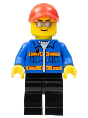 Preowned LEGO® Minifigure – SPEED CHAMPIONS sc010 Race Marshal Blue Jacket w/Pockets and Or