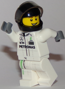 Preowned LEGO® Minifigure – SPEED CHAMPIONS sc042 Mercedes F1 W07 Hybrid Driver Black Helme