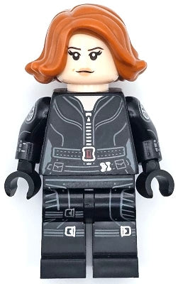 Preowned LEGO® Minifigure – Super Heroes sh0922 Black Widow - Black Jumpsuit, Dark Orange Short Hair, Printed Legs, Printed A