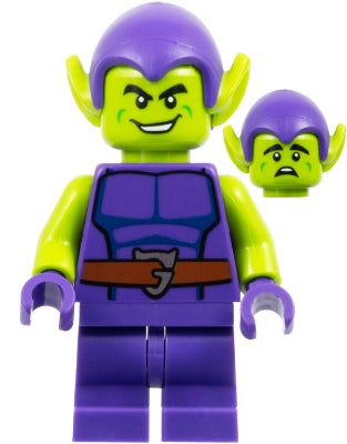 Preowned LEGO® Minifigure – Super Heroes sh0957 Green Goblin - Lime Skin, Dark Purple Outfit, Medium Legs